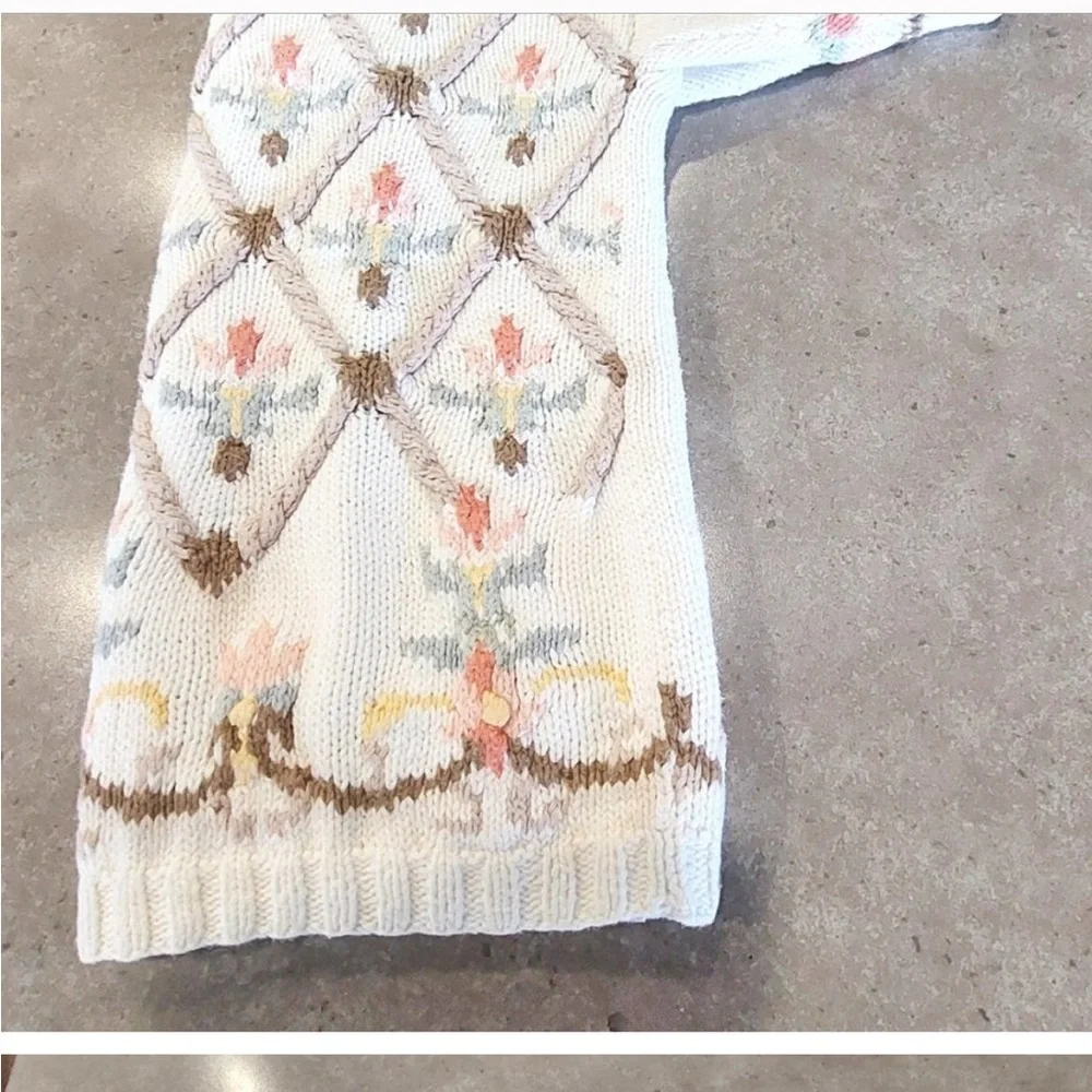 VINTAGE JENNIFER REED Hand Knitted -Embroidered-Floral Sweater -EUC-SZ S 🌸-😍 - Picture 5 of 16